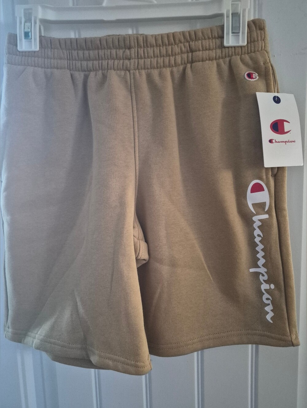 Champion Tan Logo Fleece Shorts-Sz L